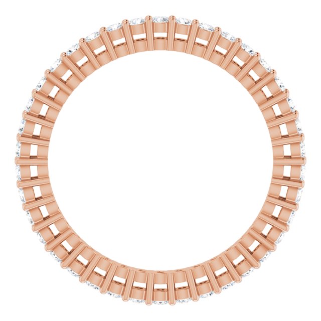 14K Gold Round Lab-Grown Diamond Shared-Prong Eternity Band – 1.5 mm Stones (1/2 CTW) - Rose Gold - view 2