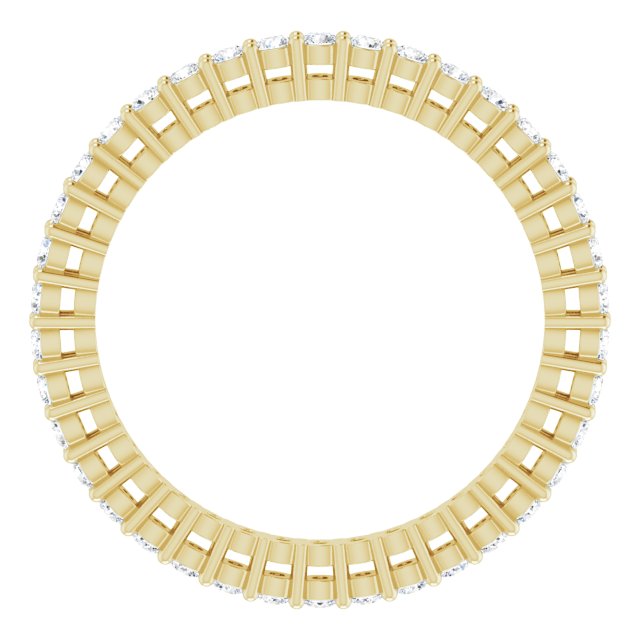 14K Gold Round Natural Diamond Shared-Prong Eternity Band – 1.5 mm Stones (1/2–5/8 CTW) - Yellow Gold - view 2
