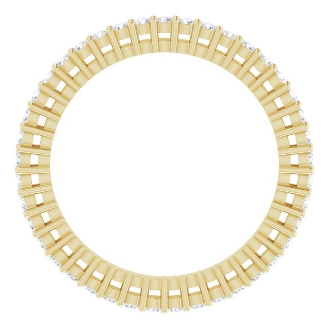 14K Gold Round Natural Diamond Shared-Prong Eternity Band – 1.3 mm Stones (3/8–1/2 CTW) - Yellow Gold - view 2