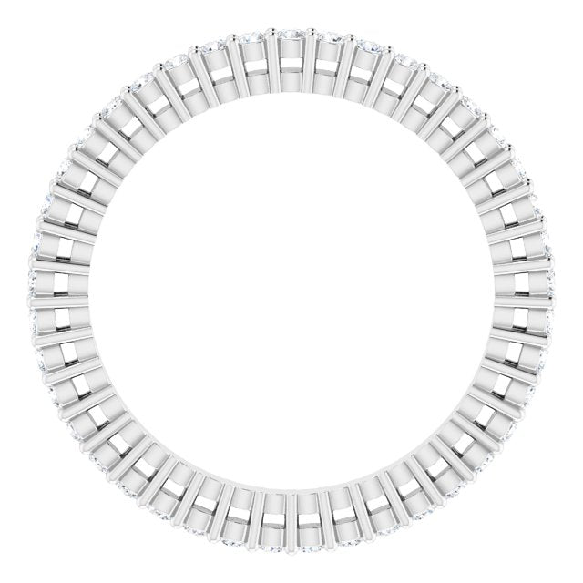 14K Gold Round Natural Diamond Shared-Prong Eternity Band – 1.3 mm Stones (3/8–1/2 CTW) - White Gold - view 2