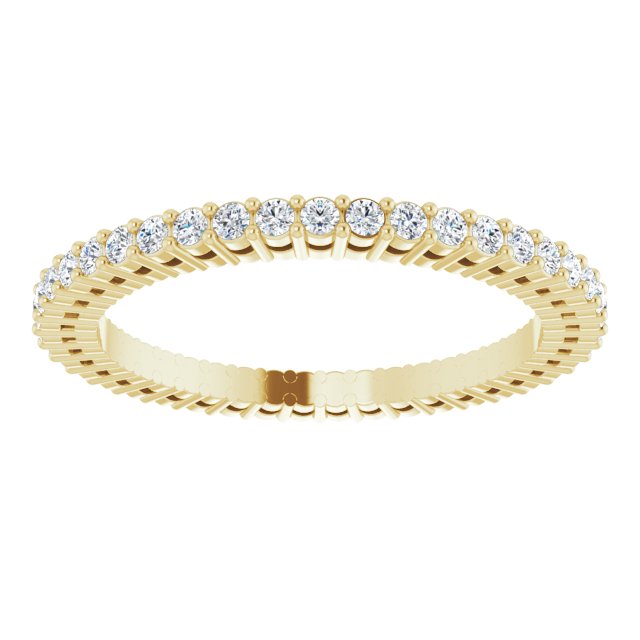 14K Gold Round Natural Diamond Shared-Prong Eternity Band – 1.3 mm Stones (3/8–1/2 CTW) - Yellow Gold - view 3