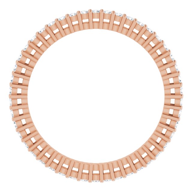 14K Gold Round Natural Diamond Shared-Prong Eternity Band – 1.3 mm Stones (3/8–1/2 CTW) - Rose Gold - view 2