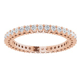 14K Gold Round Lab-Grown Diamond Shared-Prong Eternity Band – 1.5 mm Stones (1/2 CTW) - Rose Gold - view 3