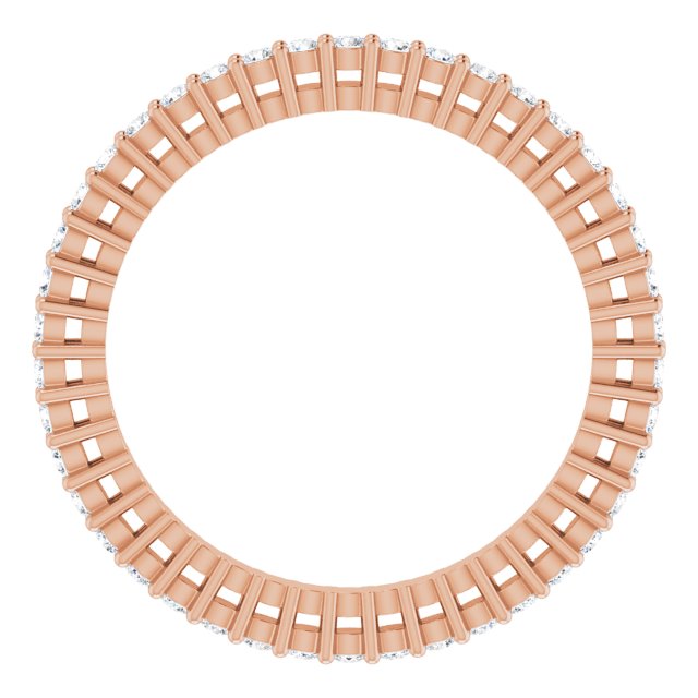14K Gold Round Natural Diamond Shared-Prong Eternity Band – 1.3 mm Stones (3/8–1/2 CTW) - Rose Gold - view 2