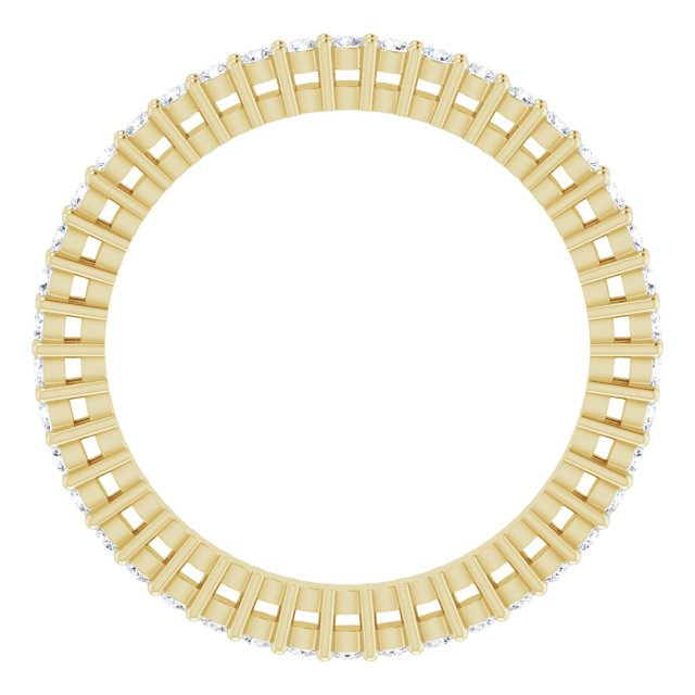 14K Gold Round Natural Diamond Shared-Prong Eternity Band – 1.3 mm Stones (3/8–1/2 CTW) - Yellow Gold - view 2