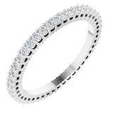14K Gold Round Natural Diamond Shared-Prong Eternity Band – 1.3 mm Stones (3/8–1/2 CTW) - White Gold