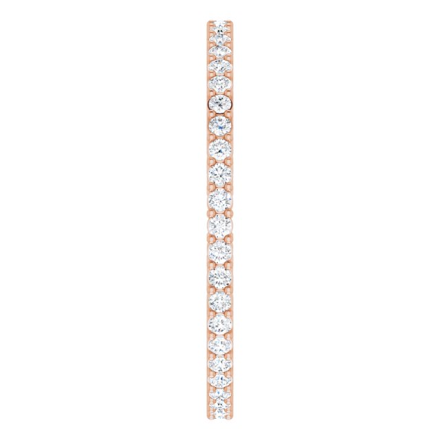 14K Gold Round Lab-Grown Diamond Shared-Prong Eternity Band – 1.3 mm Stones (3/8–1/2 CTW) - Rose Gold - view 4