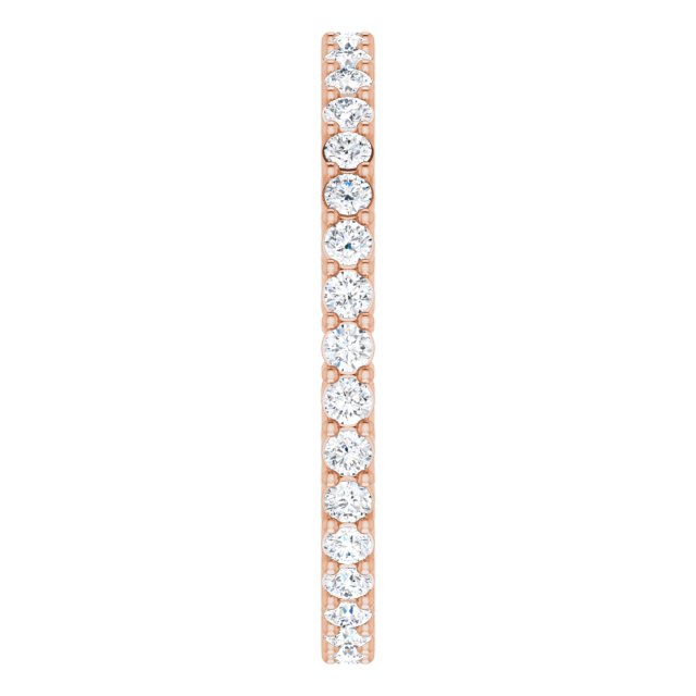 14K Gold Round Lab-Grown Diamond Shared-Prong Eternity Band – 1.5 mm Stones (1/2 CTW) - Rose Gold - view 4