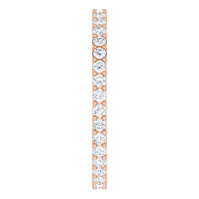14K Gold Round Lab-Grown Diamond Shared-Prong Eternity Band – 1.5 mm Stones (1/2 CTW) - Rose Gold - view 4
