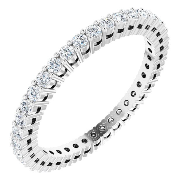 14K Gold Round Lab-Grown Diamond Shared-Prong Eternity Band – 1.5 mm Stones (1/2 CTW) - White Gold