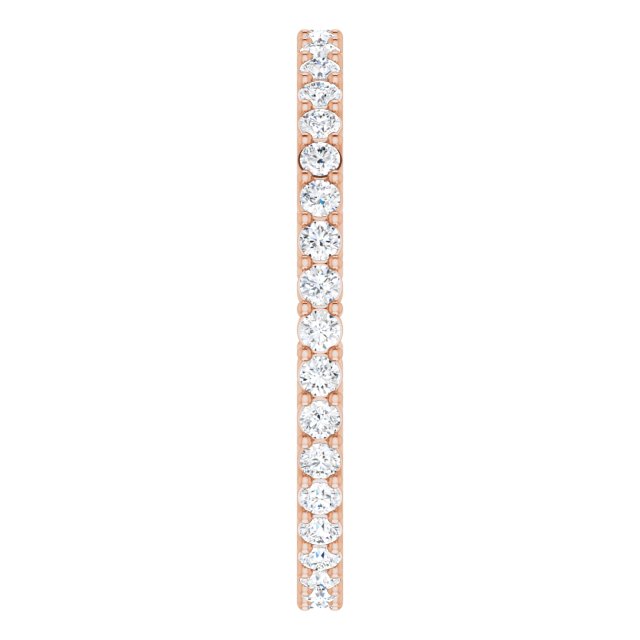 14K Gold Round Lab-Grown Diamond Shared-Prong Eternity Band – 1.5 mm Stones (1/2 CTW) - Rose Gold - view 4