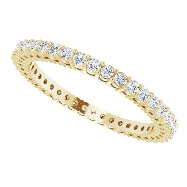 14K Gold Round Lab-Grown Diamond Shared-Prong Eternity Band – 1.5 mm Stones (1/2 CTW) - Yellow Gold - view 5