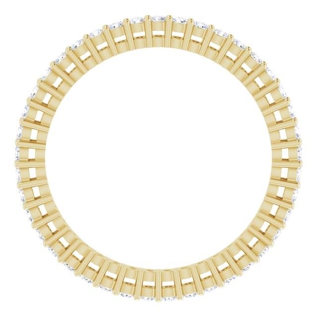 14K Gold Round Natural Diamond Shared-Prong Eternity Band – 1.5 mm Stones (1/2–5/8 CTW) - Yellow Gold - view 2