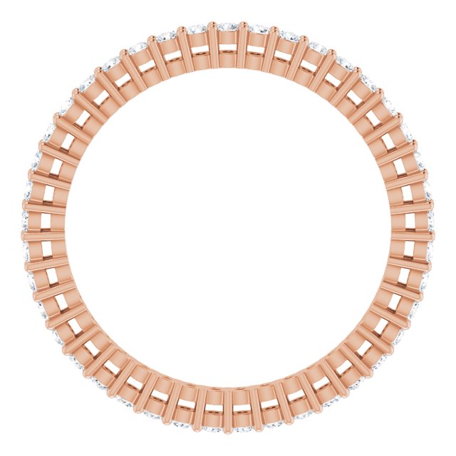 14K Gold Round Natural Diamond Shared-Prong Eternity Band – 1.5 mm Stones (1/2–5/8 CTW) - Rose Gold - view 2