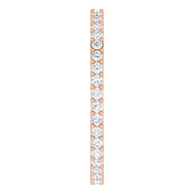 14K Gold Round Lab-Grown Diamond Shared-Prong Eternity Band – 1.3 mm Stones (3/8–1/2 CTW) - Rose Gold - view 4
