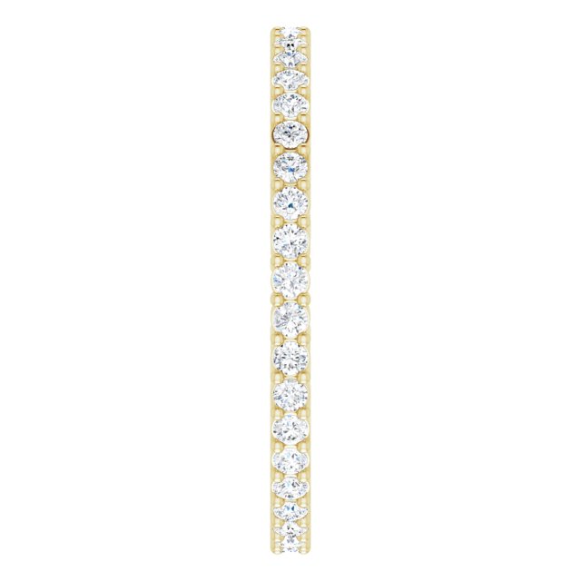 14K Gold Round Natural Diamond Shared-Prong Eternity Band – 1.3 mm Stones (3/8–1/2 CTW) - Yellow Gold - view 4