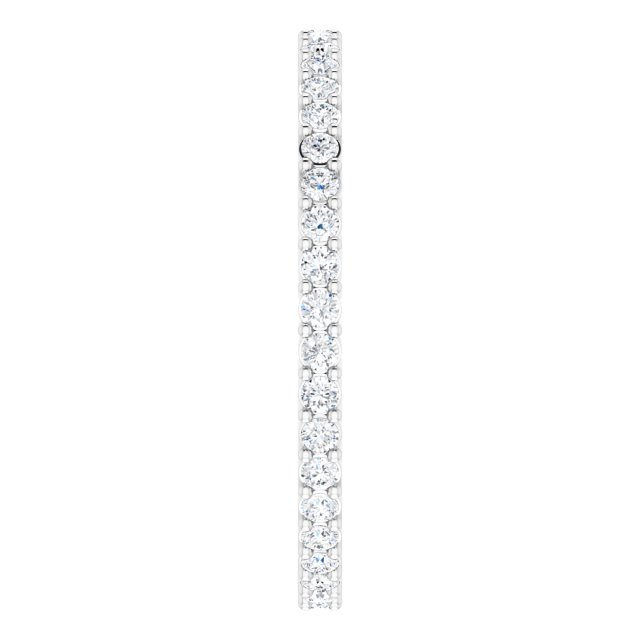 14K Gold Round Natural Diamond Shared-Prong Eternity Band – 1.3 mm Stones (3/8–1/2 CTW) - White Gold - view 4