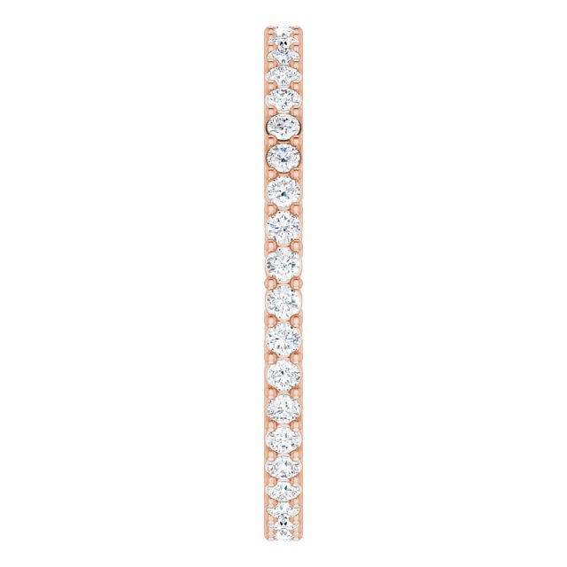 14K Gold Round Natural Diamond Shared-Prong Eternity Band – 1.3 mm Stones (3/8–1/2 CTW) - Rose Gold - view 4