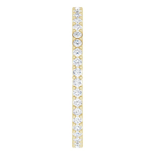 14K Gold Round Natural Diamond Shared-Prong Eternity Band – 1.3 mm Stones (3/8–1/2 CTW) - Yellow Gold - view 4