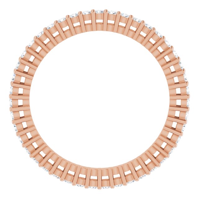 14K Gold Round Natural Diamond Shared-Prong Eternity Band – 1.3 mm Stones (3/8–1/2 CTW) - Rose Gold - view 2