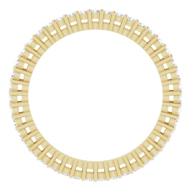 14K Gold Round Natural Diamond Shared-Prong Eternity Band – 1.3 mm Stones (3/8–1/2 CTW) - Yellow Gold - view 2