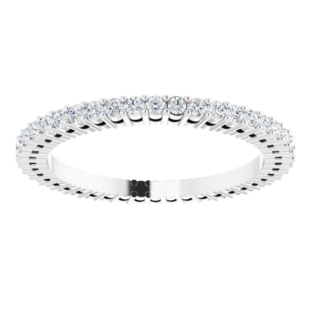 14K Gold Round Lab-Grown Diamond Shared-Prong Eternity Band – 1.3 mm Stones (3/8–1/2 CTW) - White Gold - view 3