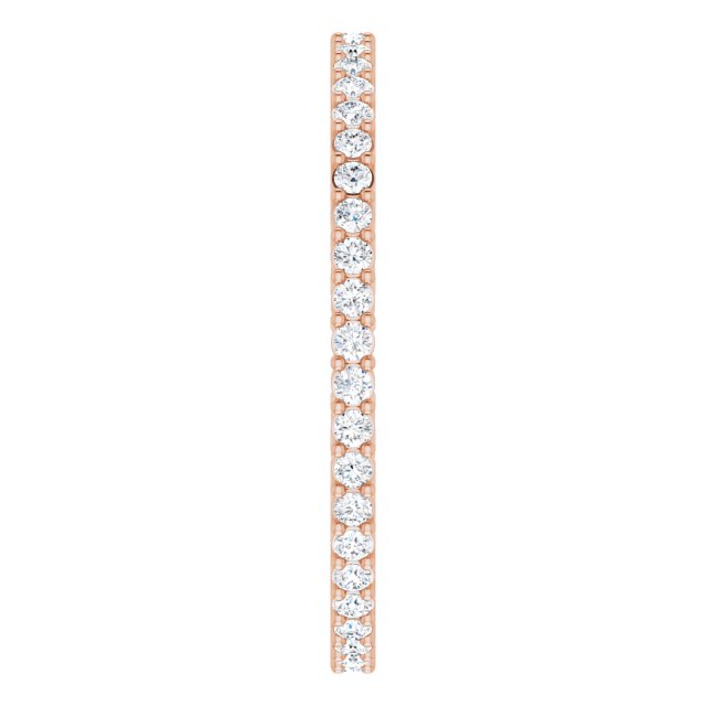 14K Gold Round Natural Diamond Shared-Prong Eternity Band – 1.3 mm Stones (3/8–1/2 CTW) - Rose Gold - view 4
