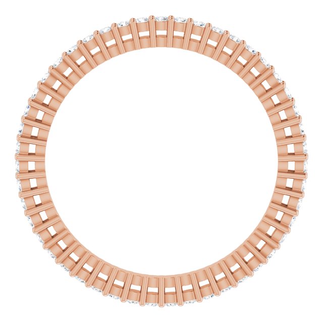14K Gold Round Natural Diamond Shared-Prong Eternity Band – 1.3 mm Stones (3/8–1/2 CTW) - Rose Gold - view 2