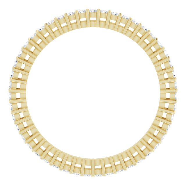 14K Gold Round Natural Diamond Shared-Prong Eternity Band – 1.3 mm Stones (3/8–1/2 CTW) - Yellow Gold - view 2