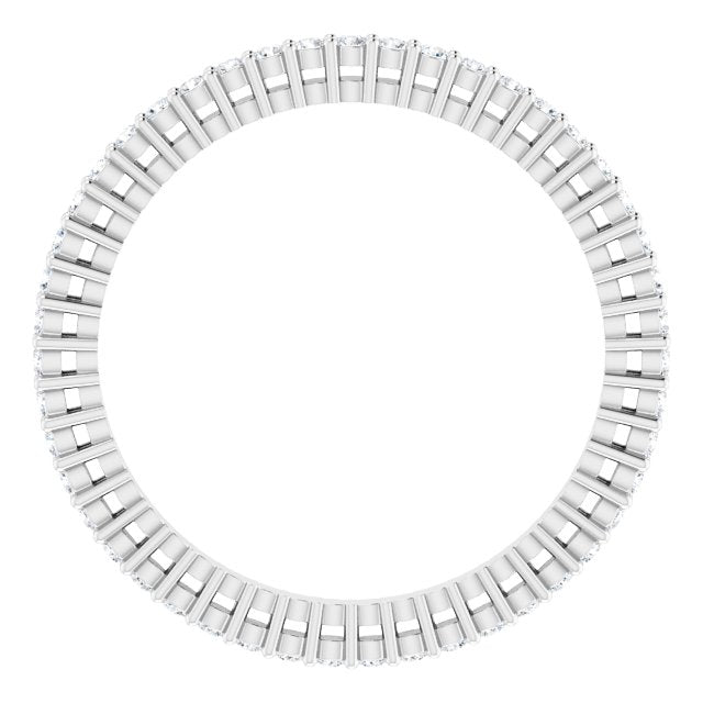 14K Gold Round Natural Diamond Shared-Prong Eternity Band – 1.3 mm Stones (3/8–1/2 CTW) - White Gold - view 2