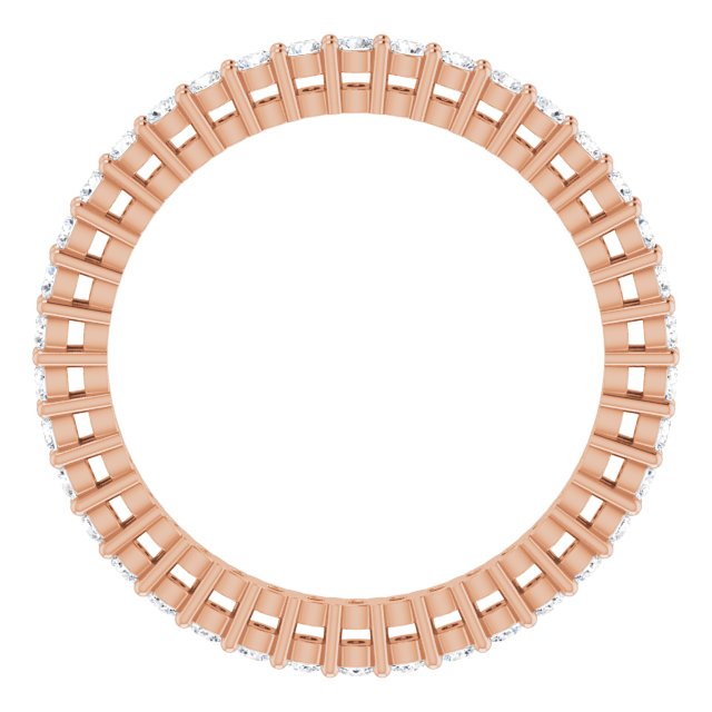 14K Gold Round Lab-Grown Diamond Shared-Prong Eternity Band – 1.5 mm Stones (1/2 CTW) - Rose Gold - view 2