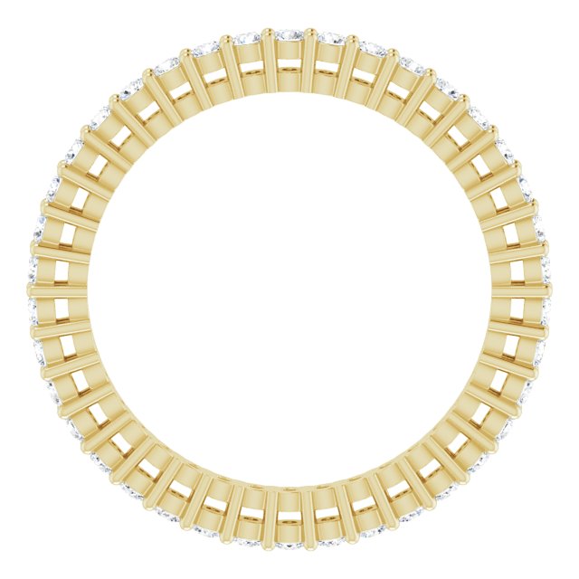 14K Gold Round Natural Diamond Shared-Prong Eternity Band – 1.5 mm Stones (1/2–5/8 CTW) - Yellow Gold - view 2