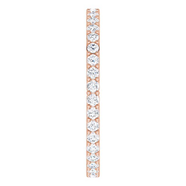 14K Gold Round Natural Diamond Shared-Prong Eternity Band – 1.5 mm Stones (1/2–5/8 CTW) - Rose Gold - view 4
