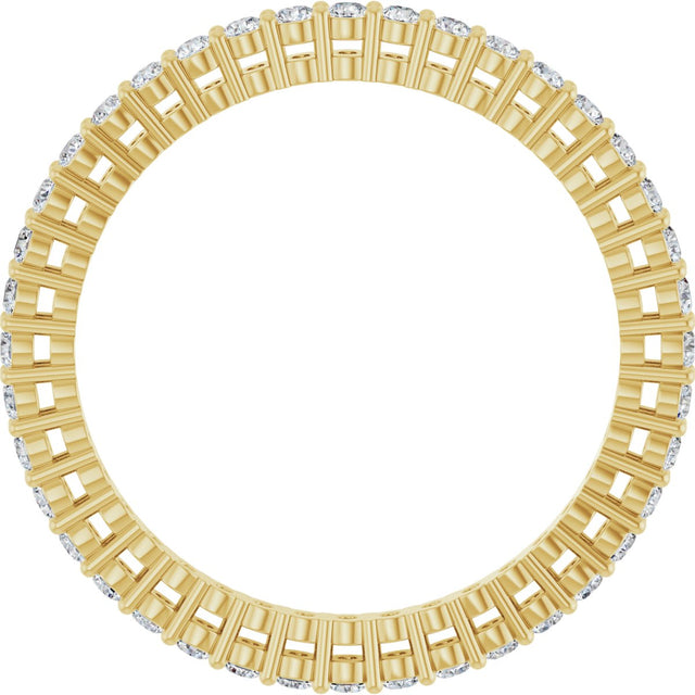 14K Gold Round Natural Diamond Shared-Prong Eternity Band – 1.5 mm Stones (1/2–5/8 CTW) - Yellow Gold - view 2