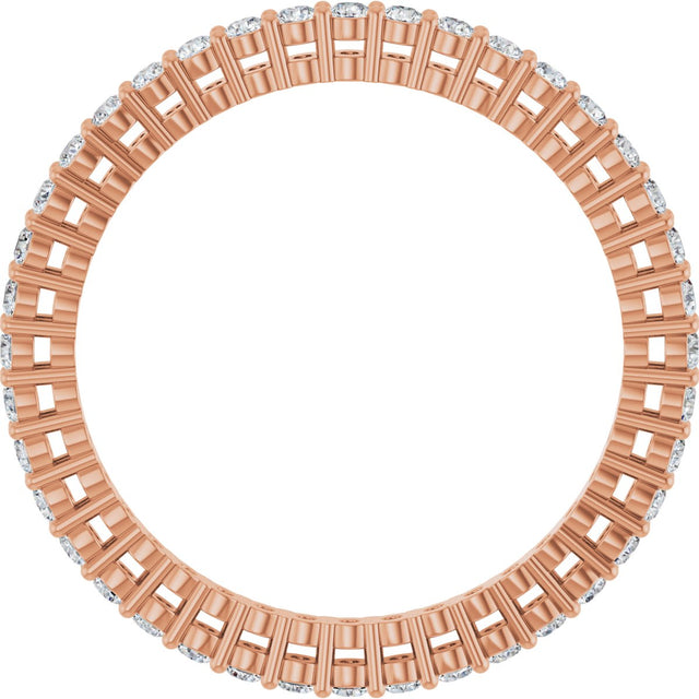 14K Gold Round Lab-Grown Diamond Shared-Prong Eternity Band – 1.5 mm Stones (1/2 CTW) - Rose Gold - view 2