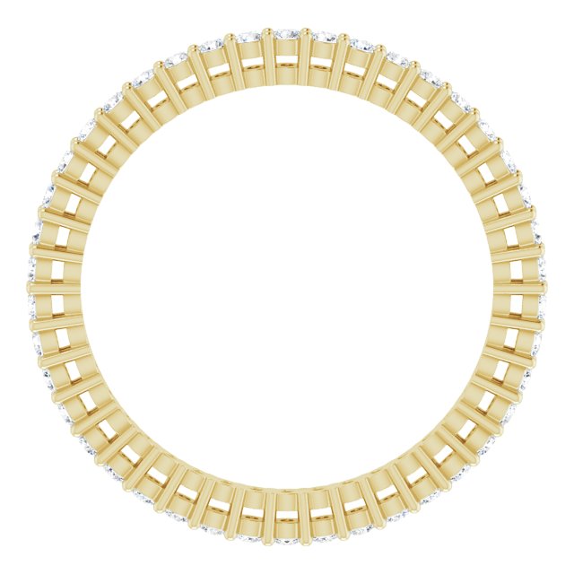 14K Gold Round Natural Diamond Shared-Prong Eternity Band – 1.5 mm Stones (1/2–5/8 CTW) - Yellow Gold - view 2