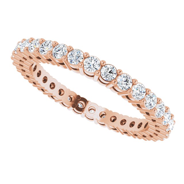 14K Gold Round Lab-Grown Diamond Shared-Prong Eternity Band – 1.7 mm Stones (1/2–5/8 CTW) - Rose Gold - view 5