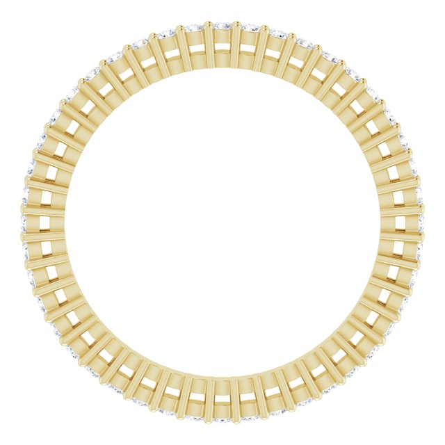 14K Gold Round Natural Diamond Shared-Prong Eternity Band – 1.3 mm Stones (3/8–1/2 CTW) - Yellow Gold - view 2