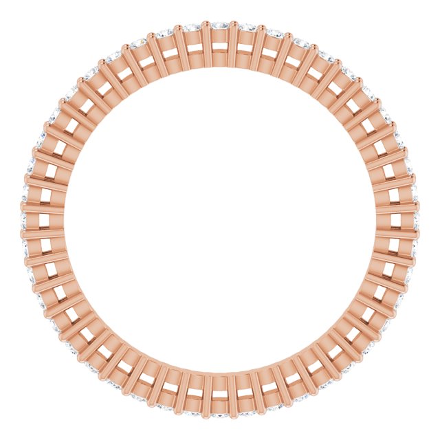 14K Gold Round Natural Diamond Shared-Prong Eternity Band – 1.3 mm Stones (3/8–1/2 CTW) - Rose Gold - view 2