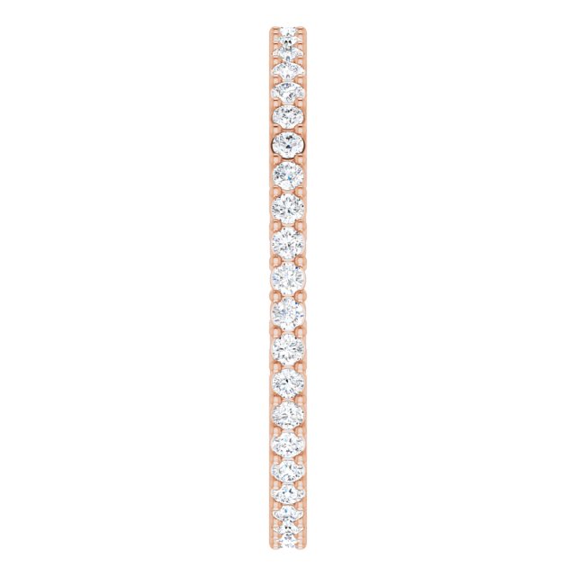 14K Gold Round Natural Diamond Shared-Prong Eternity Band – 1.3 mm Stones (3/8–1/2 CTW) - Rose Gold - view 4