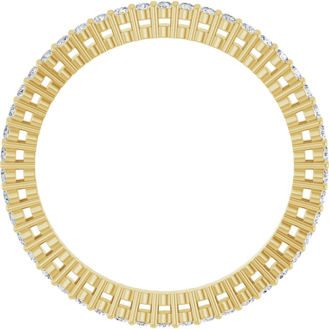 14K Gold Round Natural Diamond Shared-Prong Eternity Band – 1.3 mm Stones (3/8–1/2 CTW) - Yellow Gold - view 2