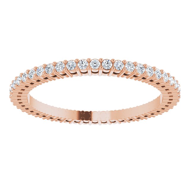 14K Gold Round Natural Diamond Shared-Prong Eternity Band – 1.3 mm Stones (3/8–1/2 CTW) - Rose Gold - view 3