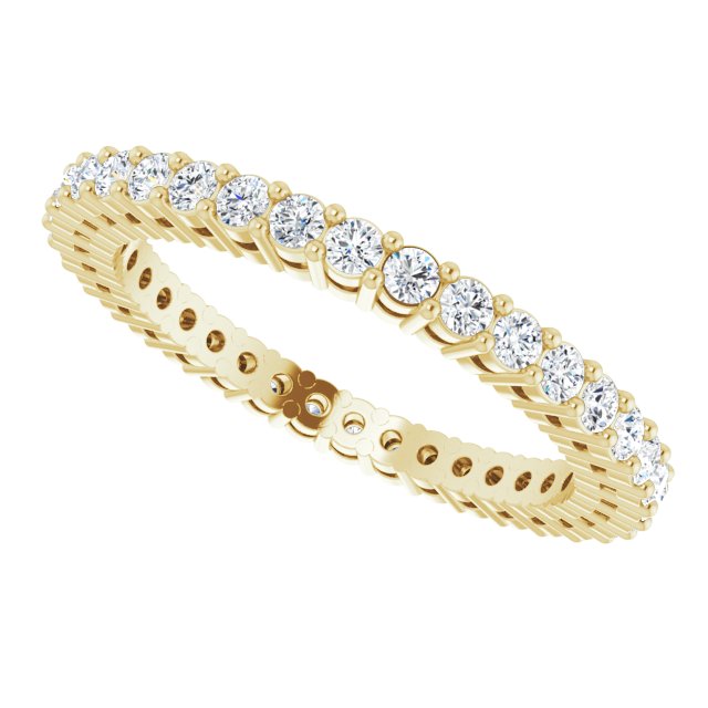14K Gold Round Lab-Grown Diamond Shared-Prong Eternity Band – 1.5 mm Stones (1/2 CTW) - Yellow Gold - view 5