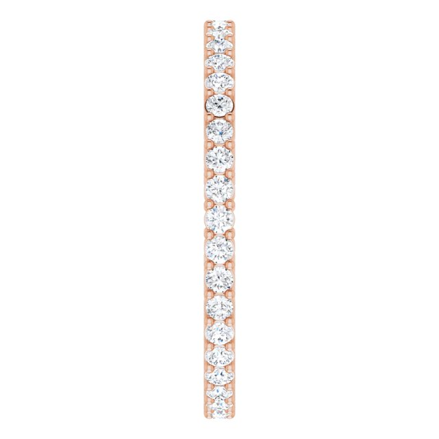 14K Gold Round Lab-Grown Diamond Shared-Prong Eternity Band – 1.5 mm Stones (1/2 CTW) - Rose Gold - view 4