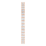 14K Gold Round Lab-Grown Diamond Shared-Prong Eternity Band – 1.5 mm Stones (1/2 CTW) - Rose Gold - view 4