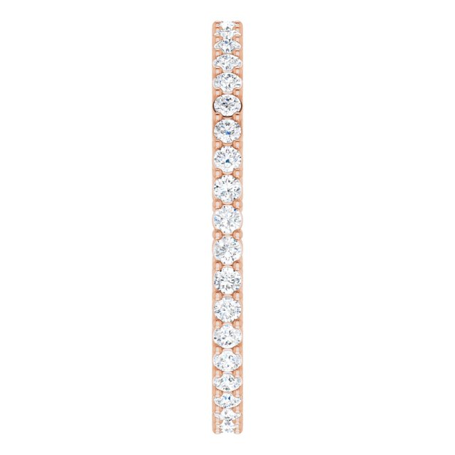 14K Gold Round Natural Diamond Shared-Prong Eternity Band – 1.5 mm Stones (1/2–5/8 CTW) - Rose Gold - view 4