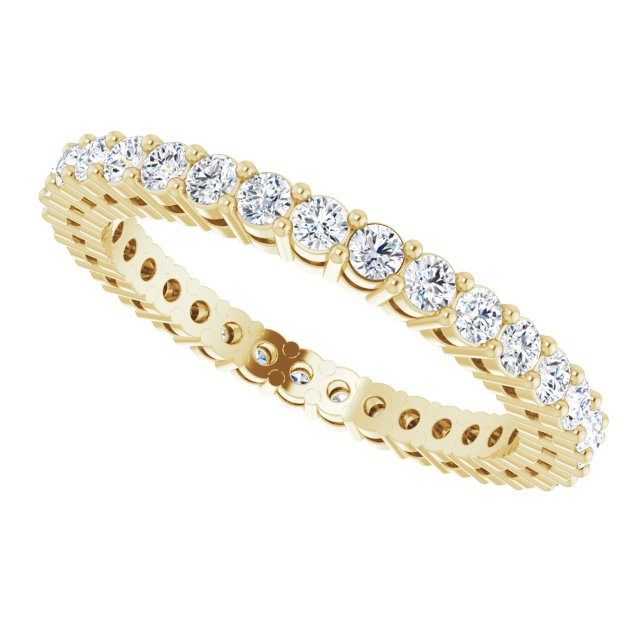 14K Gold Round Lab-Grown Diamond Shared-Prong Eternity Band – 1.7 mm Stones (1/2–5/8 CTW) - Yellow Gold - view 5