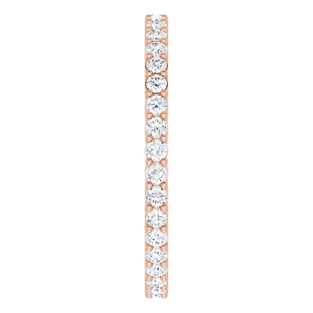 14K Gold Round Lab-Grown Diamond Shared-Prong Eternity Band – 1.7 mm Stones (1/2–5/8 CTW) - Rose Gold - view 4