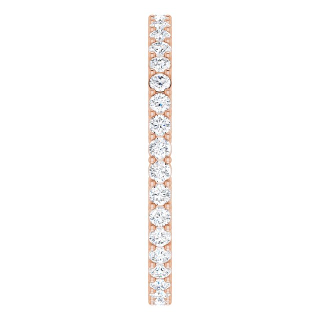 14K Gold Round Natural Diamond Shared-Prong Eternity Band – 1.7 mm Stones (1/2–3/4 CTW) - Rose Gold - view 4