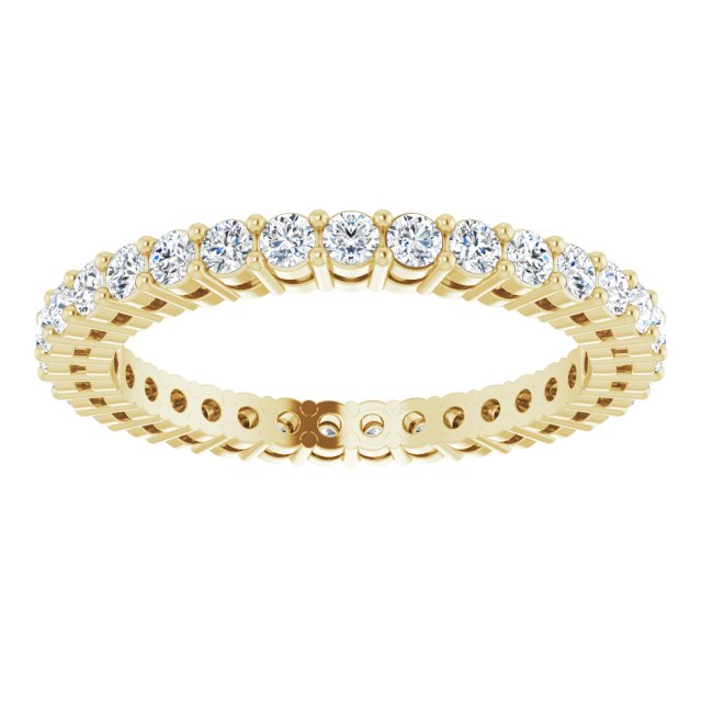 14K Gold Round Lab-Grown Diamond Shared-Prong Eternity Band – 1.7 mm Stones (1/2–5/8 CTW) - Yellow Gold - view 3